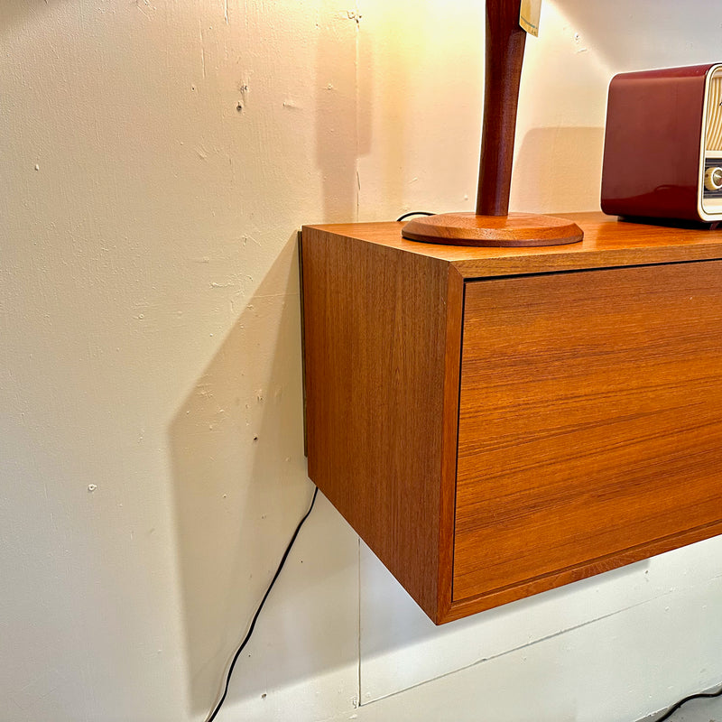 Compact Mid-Century Teak Wall Mount Cabinet