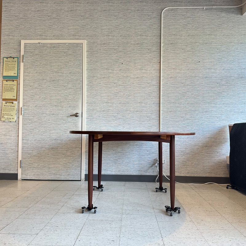 Danish Mid-Century Modern Round Teak Extending Dining Table