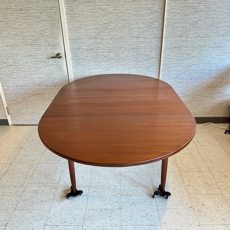 Danish Mid-Century Modern Round Teak Extending Dining Table