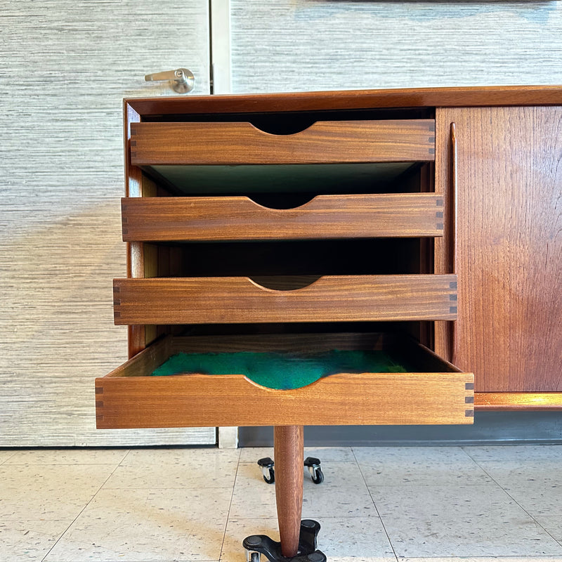 Danish Mid-Century Teak Bow Front Sideboard by HP Hansen