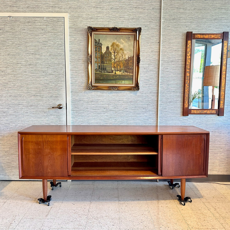 Danish Mid-Century Teak Bow Front Sideboard by HP Hansen