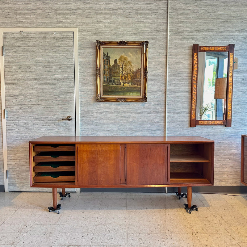 Danish Mid-Century Teak Bow Front Sideboard by HP Hansen