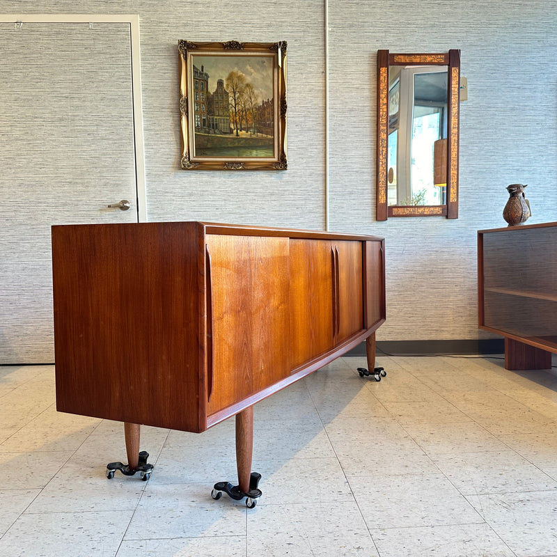 Danish Mid-Century Teak Bow Front Sideboard by HP Hansen