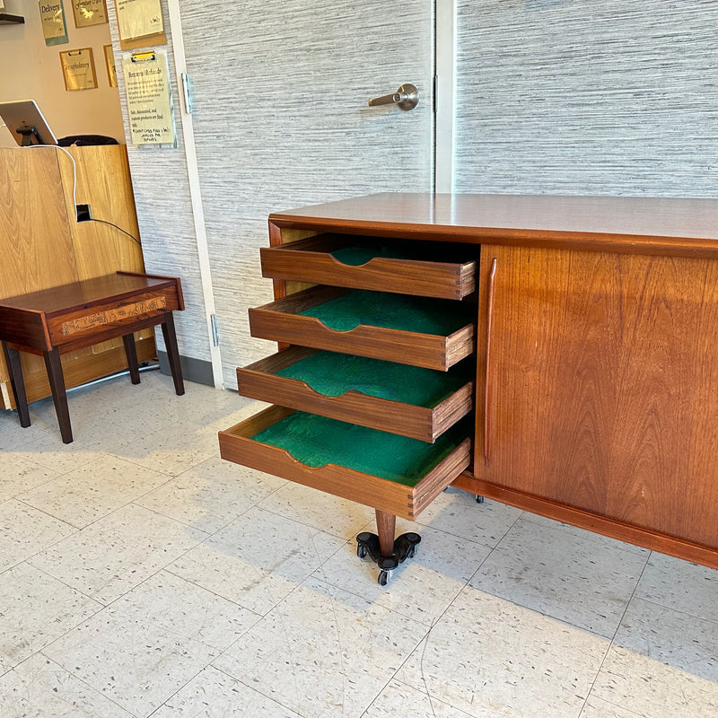 Danish Mid-Century Teak Bow Front Sideboard by HP Hansen