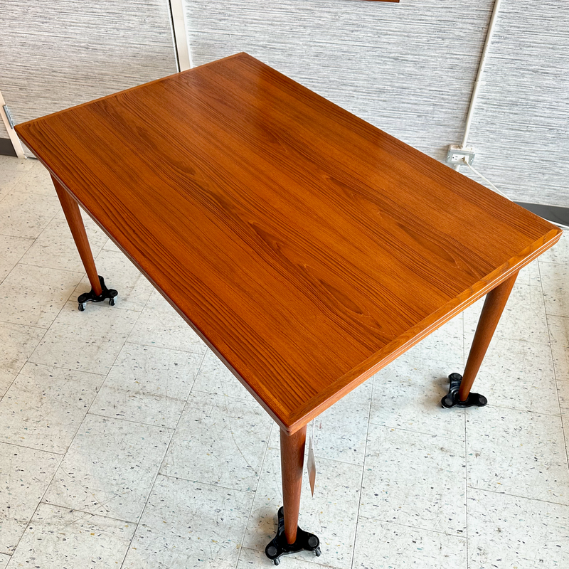 Danish Mid-Century Teak Extending Dining Table With Solid Teak Edging