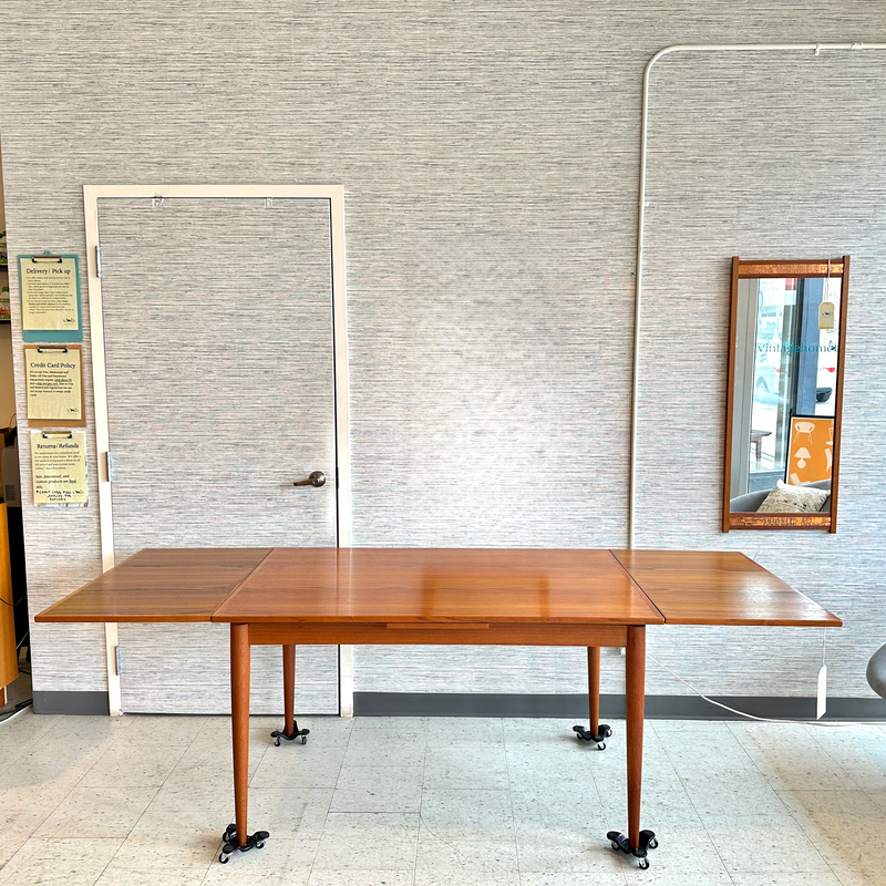Danish Mid-Century Teak Extending Dining Table With Solid Teak Edging