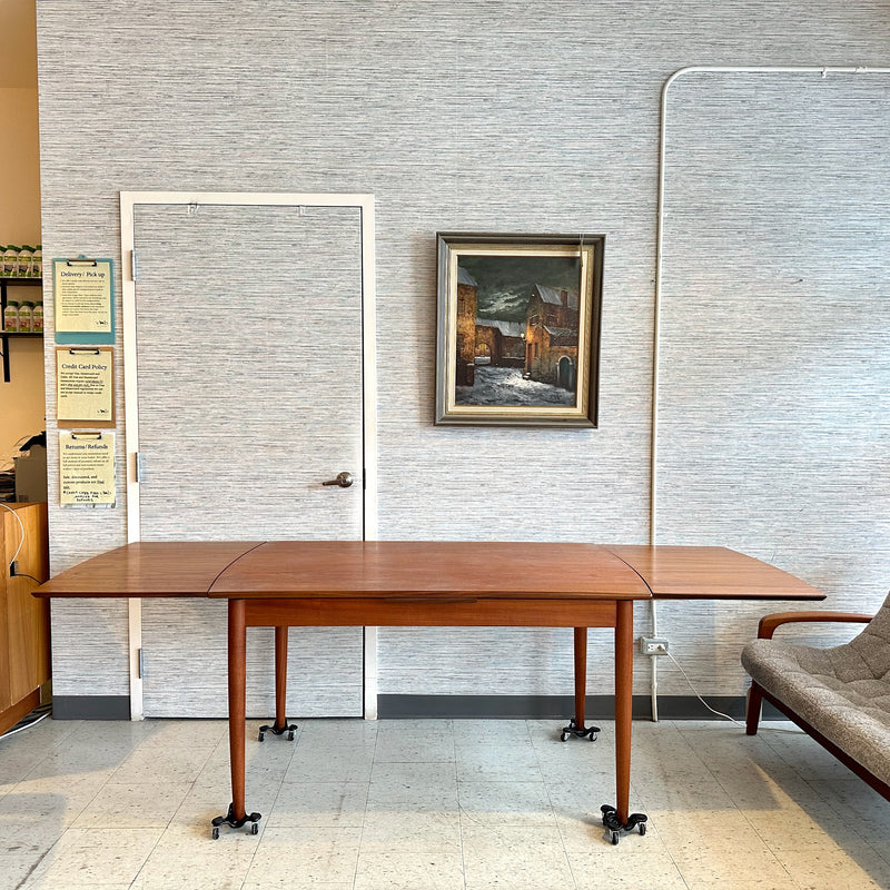 Danish Modern Extending Dining Table In Teak