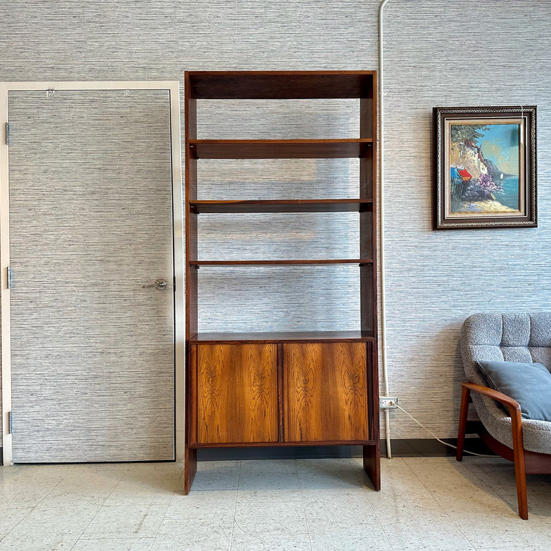 Danish Modern Freestanding Rosewood Wall Unit By HG Furniture With Tambour Doors