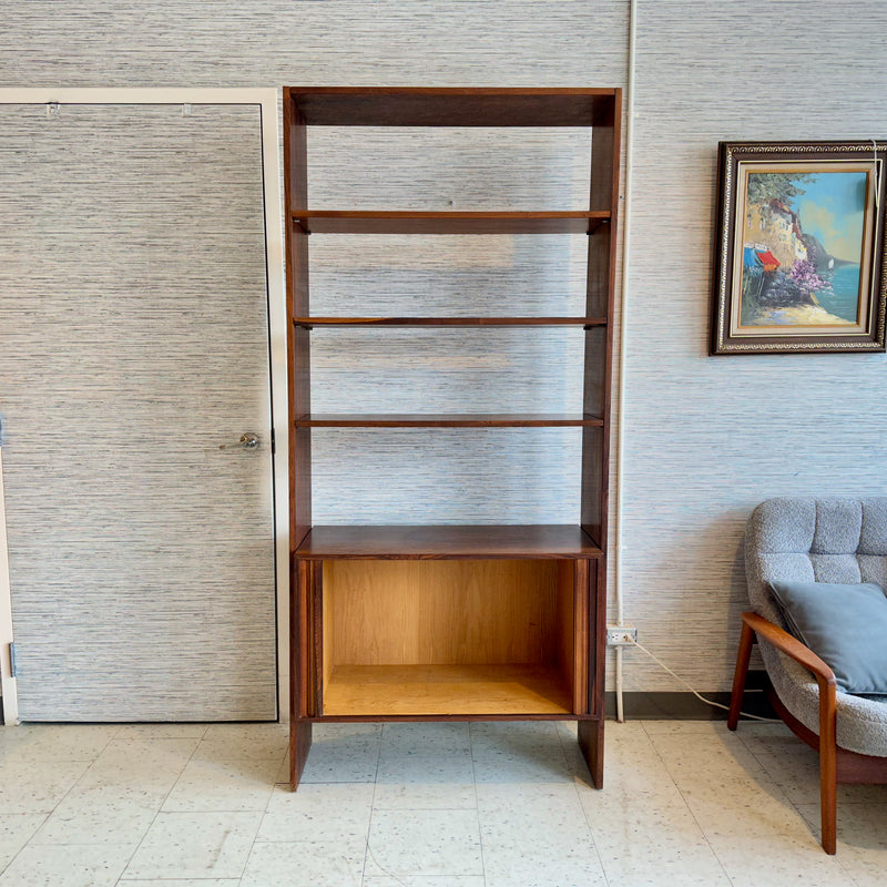 Danish Modern Freestanding Rosewood Wall Unit By HG Furniture With Tambour Doors