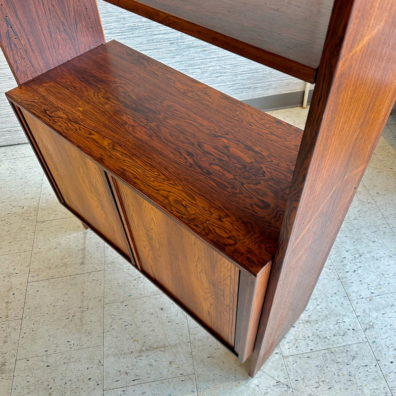 Danish Modern Freestanding Rosewood Wall Unit By HG Furniture With Tambour Doors