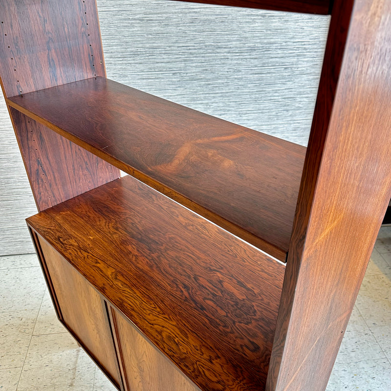 Danish Modern Freestanding Rosewood Wall Unit By HG Furniture With Tambour Doors