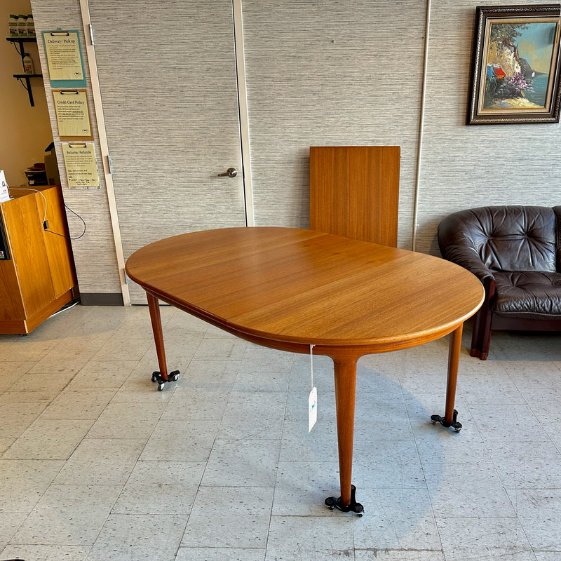 Danish Modern Round Extending Teak Dining Table By Henry Kjærnulf