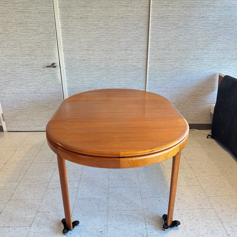 Danish Modern Round Extending Teak Dining Table by H W Klein for Bramin