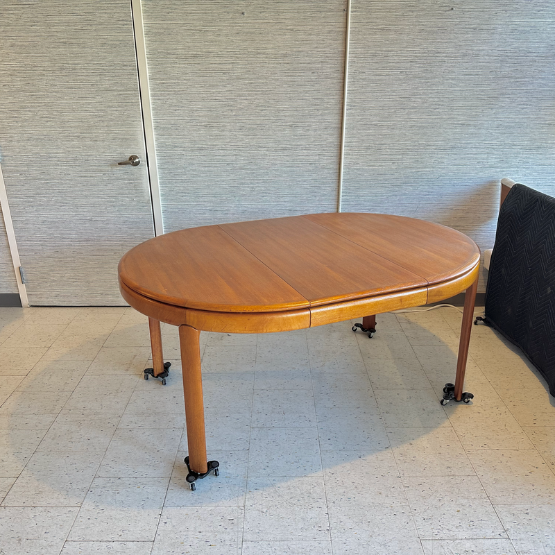 Danish Modern Round Extending Teak Dining Table by H W Klein for Bramin