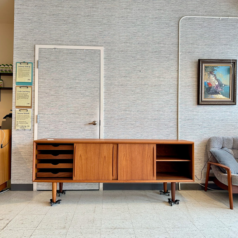 Danish Modern Teak Bow Front Sideboard by HP Hansen Mobelindustri