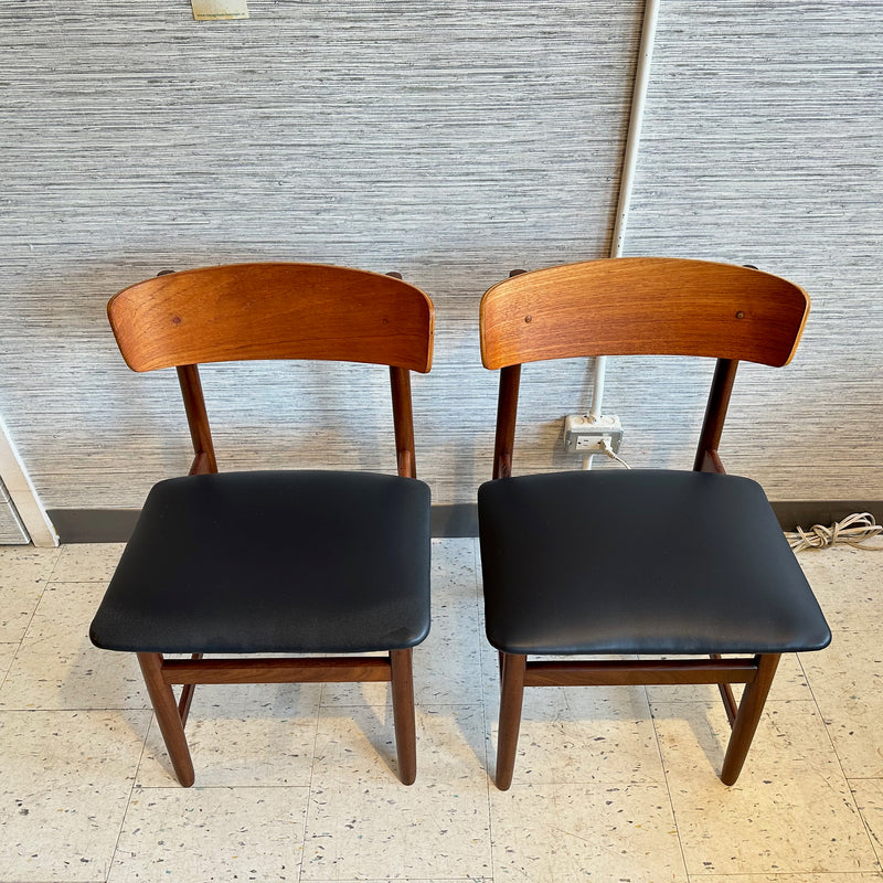 Danish Modern Teak Curved Low Back Dining Chairs