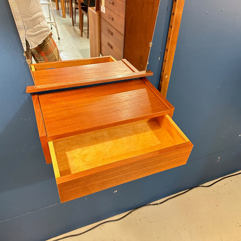 Danish Modern Teak Hall Mirror With Floating Shelf