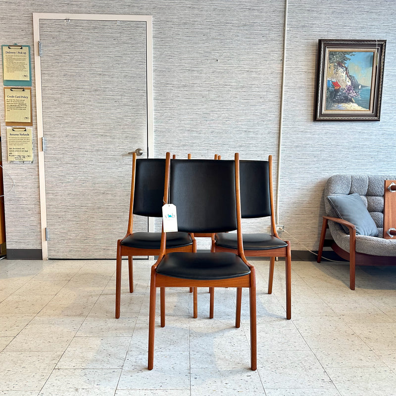 Danish Modern Teak High Back Dining Chairs By Korup Stolefabrik