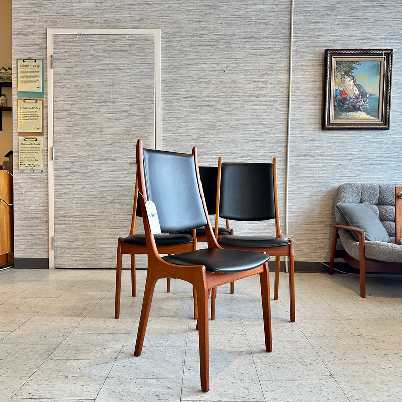 Danish Modern Teak High Back Dining Chairs By Korup Stolefabrik