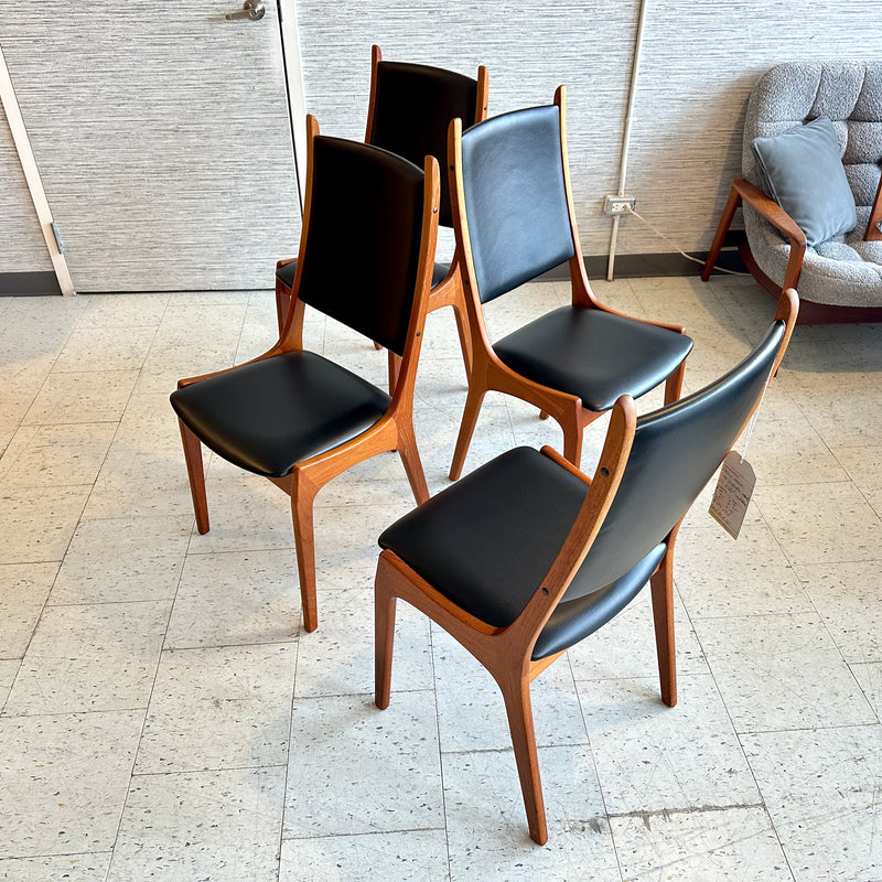 Danish Modern Teak High Back Dining Chairs By Korup Stolefabrik