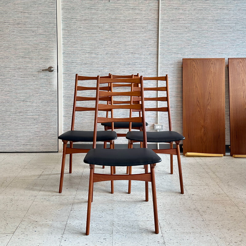 Danish Modern Teak Ladderback Dining Chairs By Korup Stolefabrik