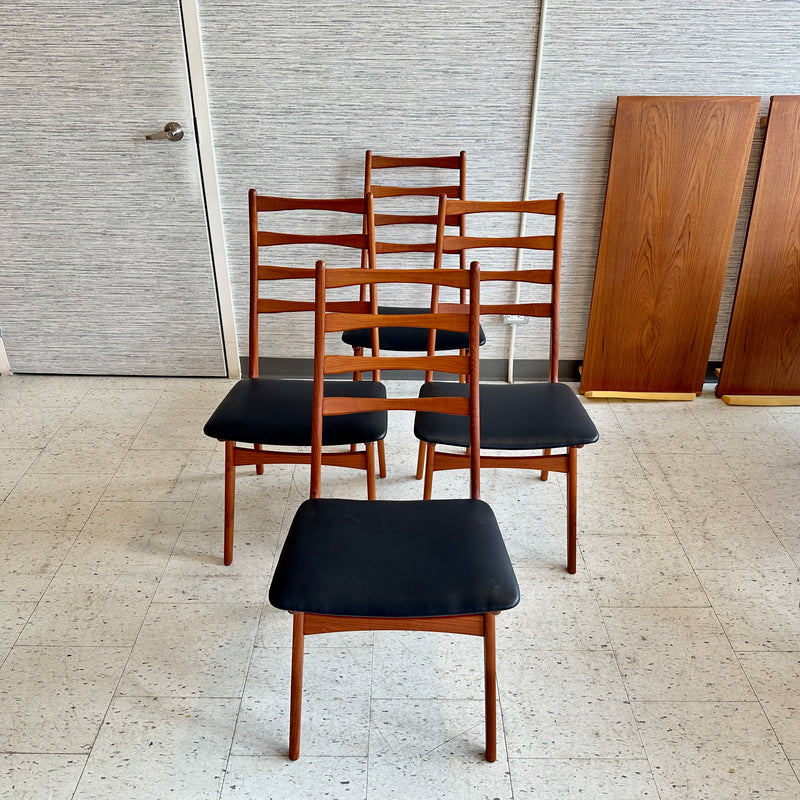 Danish Modern Teak Ladderback Dining Chairs By Korup Stolefabrik