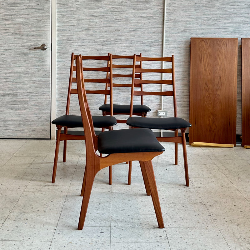 Danish Modern Teak Ladderback Dining Chairs By Korup Stolefabrik