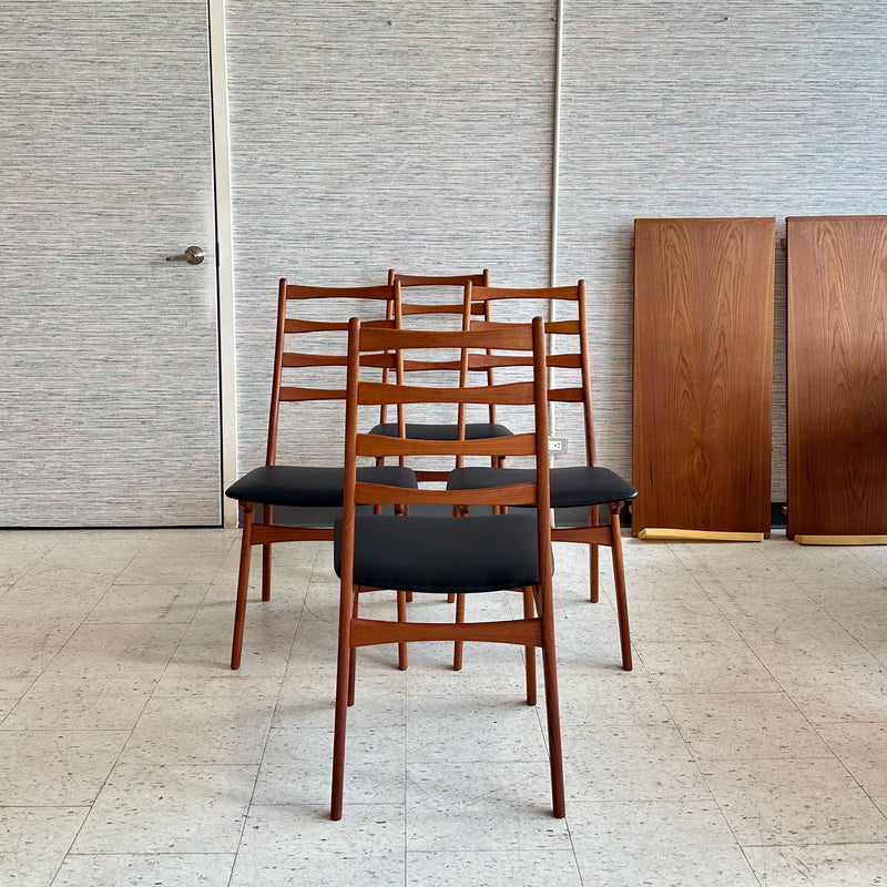 Danish Modern Teak Ladderback Dining Chairs By Korup Stolefabrik