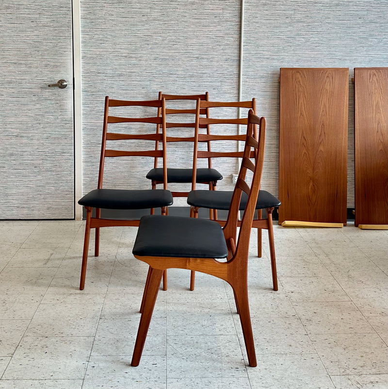 Danish Modern Teak Ladderback Dining Chairs By Korup Stolefabrik