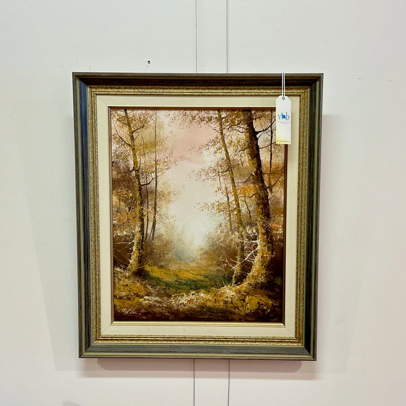 Forest Scene Framed Oil On Canvas Signed By Artist