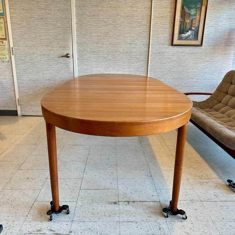 Generous Danish Modern Teak Extending Oval Dining Table