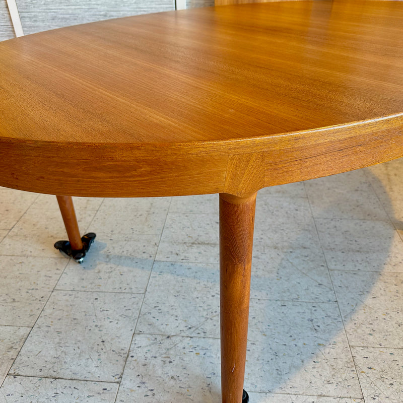 Generous Danish Modern Teak Extending Oval Dining Table