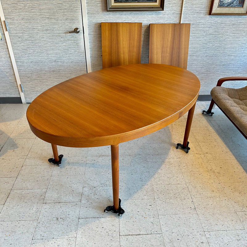 Generous Danish Modern Teak Extending Oval Dining Table