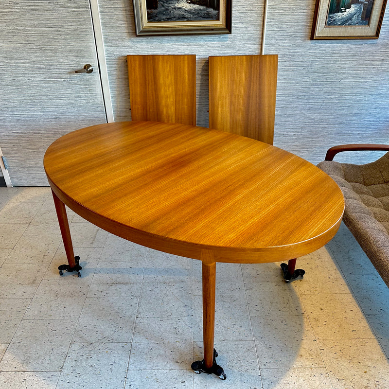 Generous Danish Modern Teak Extending Oval Dining Table