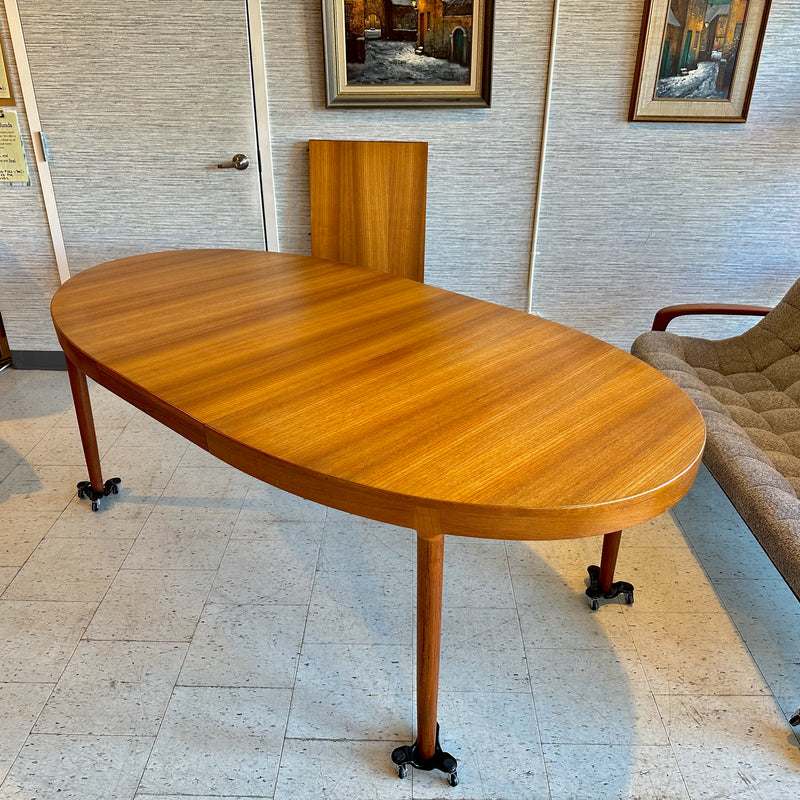 Generous Danish Modern Teak Extending Oval Dining Table