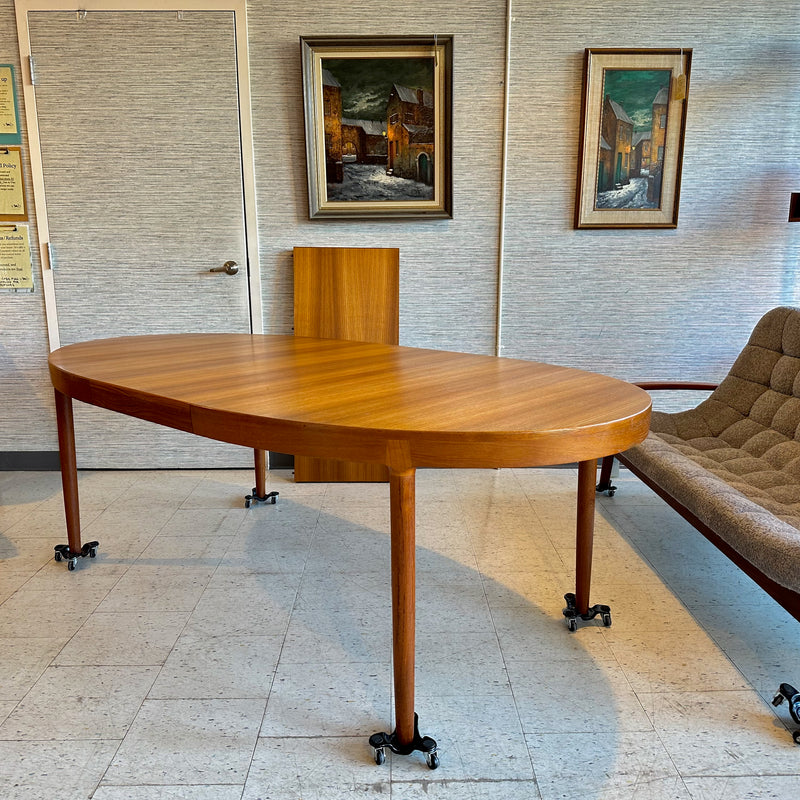 Generous Danish Modern Teak Extending Oval Dining Table