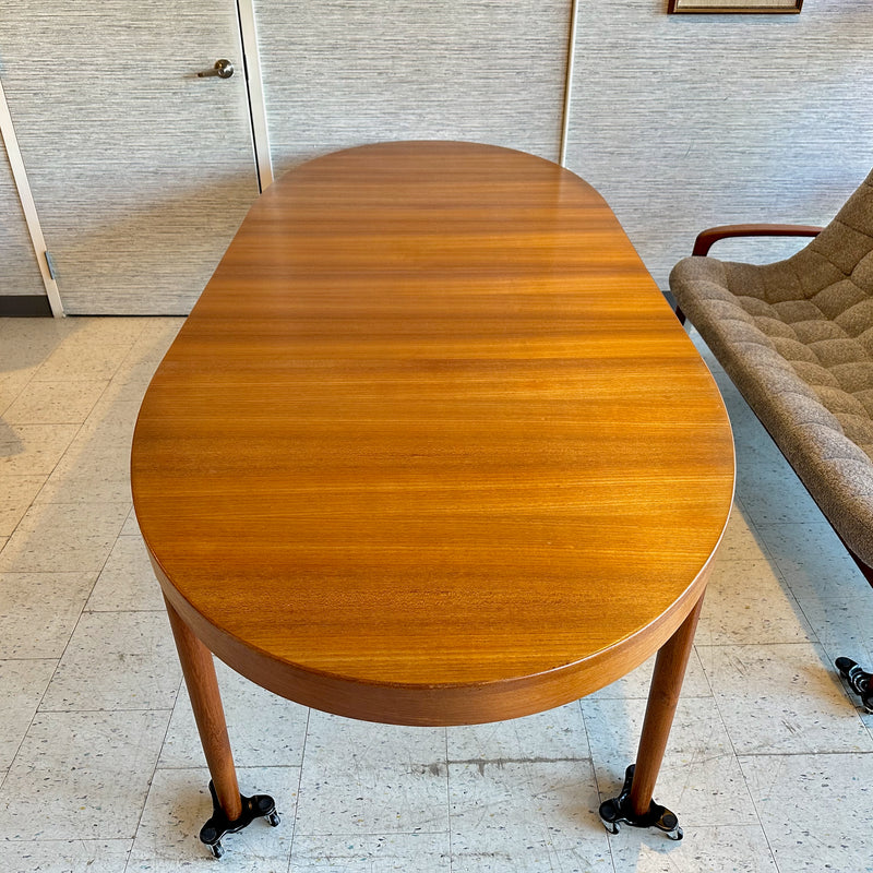 Generous Danish Modern Teak Extending Oval Dining Table