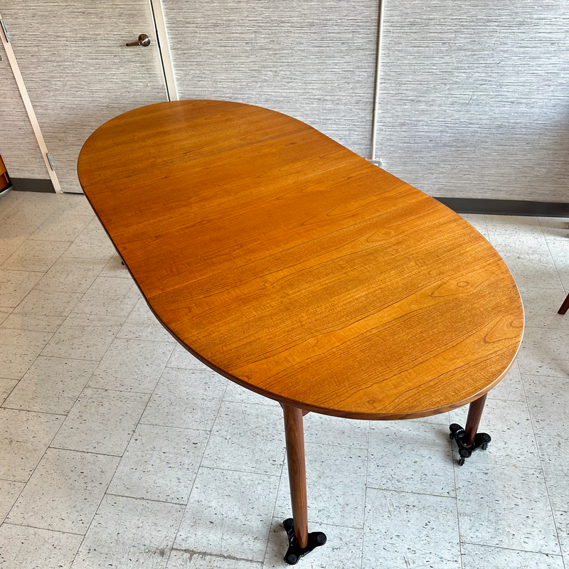 Generous Mid-Century Teak Extending Oval Dining Table By RS Associates