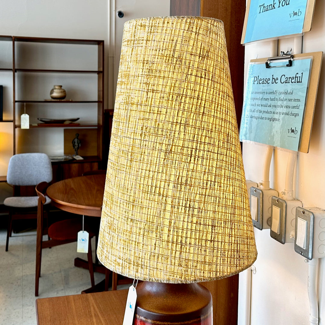 Large Mid-Century Teak Glazed Ceramic Table Lamp – Vintage Home