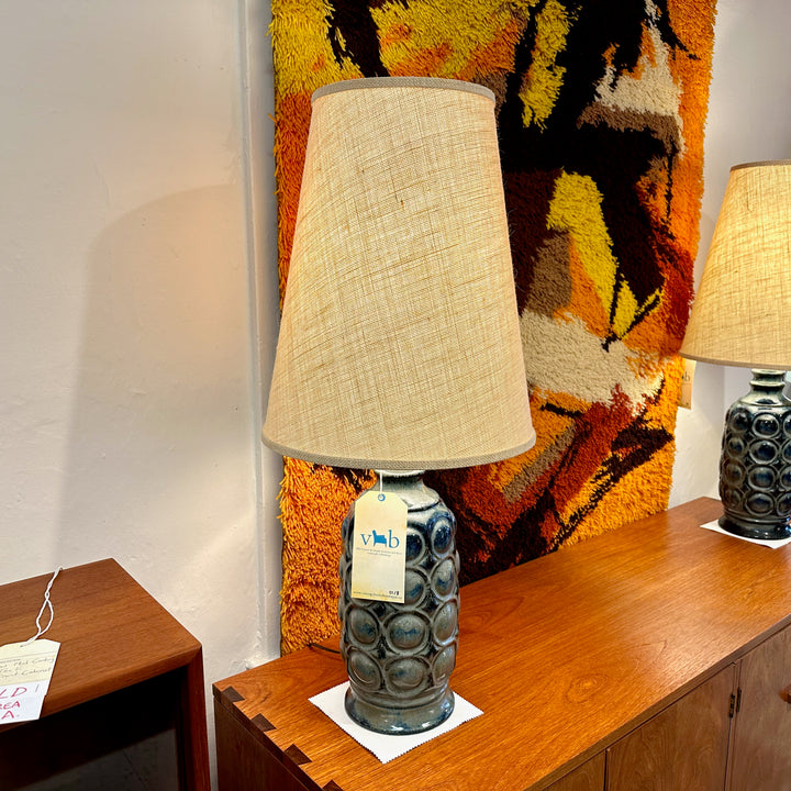 Large Navy Blue Mid-Century Glazed Ceramic Lamps – Vintage Home