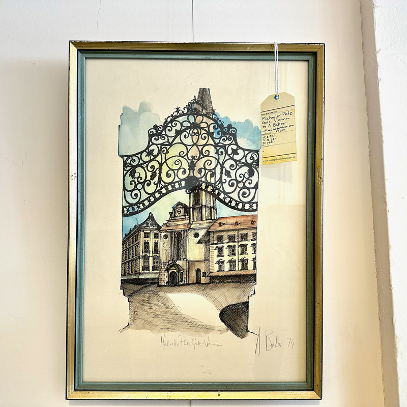 Michaelerplatz Gate Framed Watercolour By A Baker