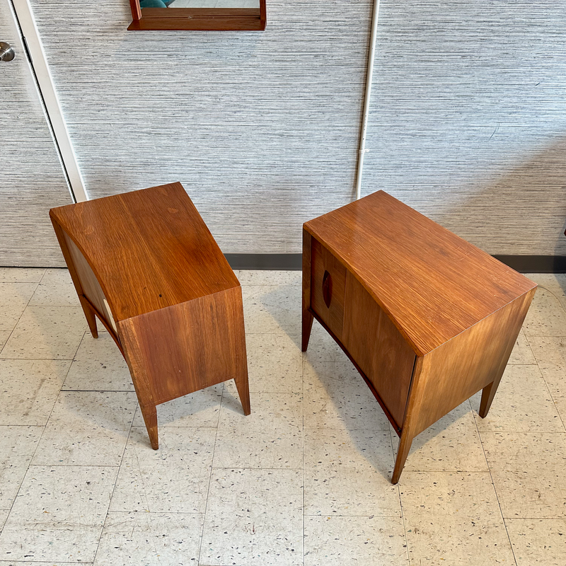 Mid-Century Bedside Table With Folding Door And Drawer