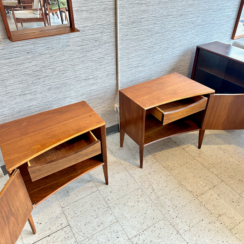 Mid-Century Bedside Table With Folding Door And Drawer