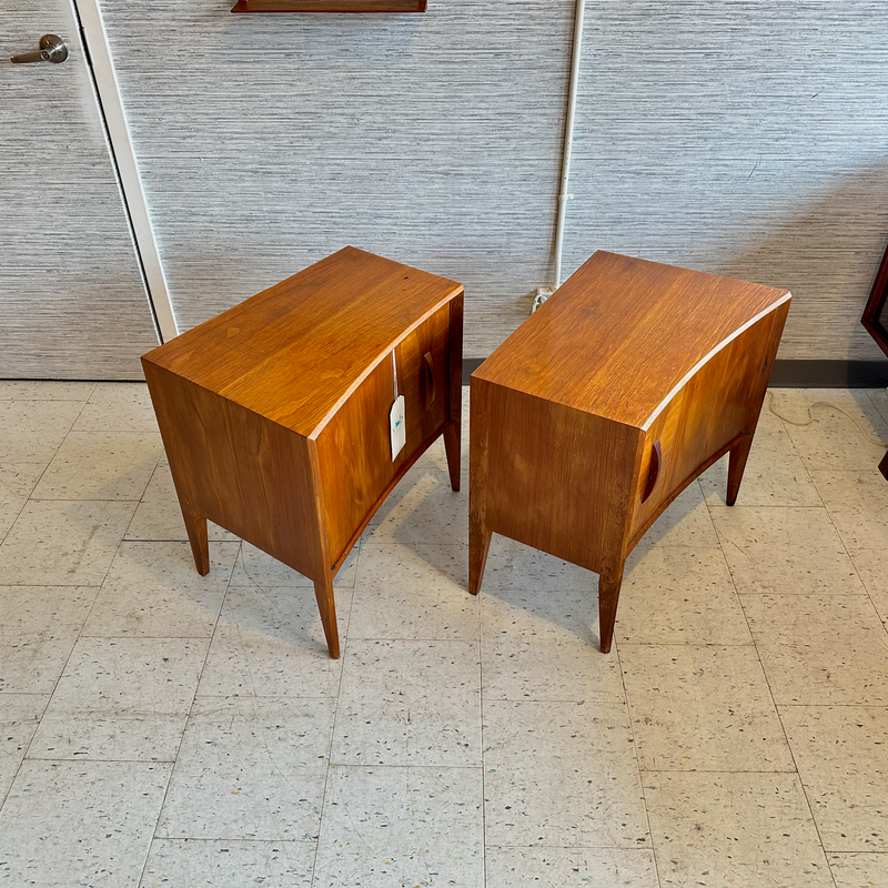 Mid-Century Bedside Table With Folding Door And Drawer