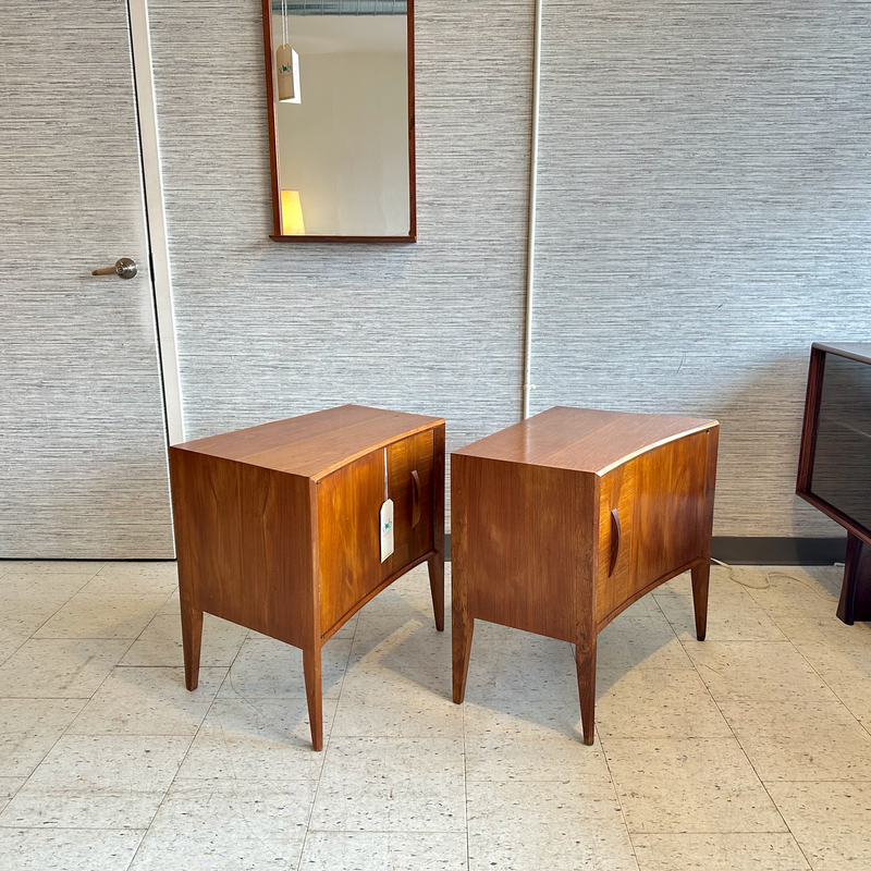 Mid-Century Bedside Table With Folding Door And Drawer