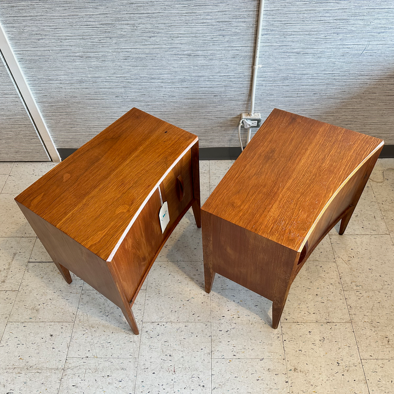 Mid-Century Bedside Table With Folding Door And Drawer