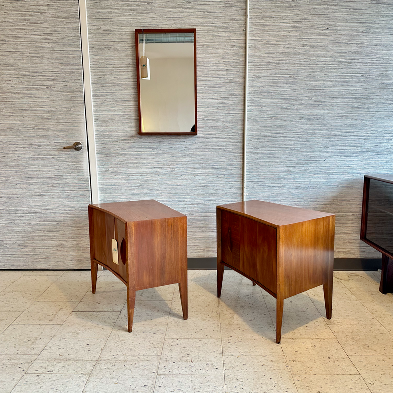 Mid-Century Bedside Table With Folding Door And Drawer