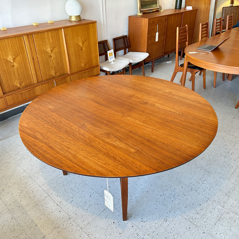 Mid-Century Modern Round Walnut Dining Table