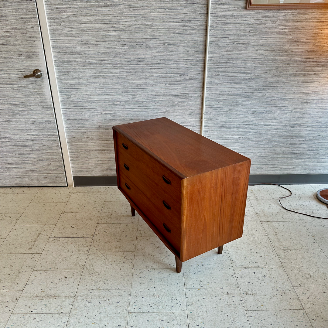 Mid-Century Modern Teak 3-Drawer Dresser Or Bedside Chest — Circa