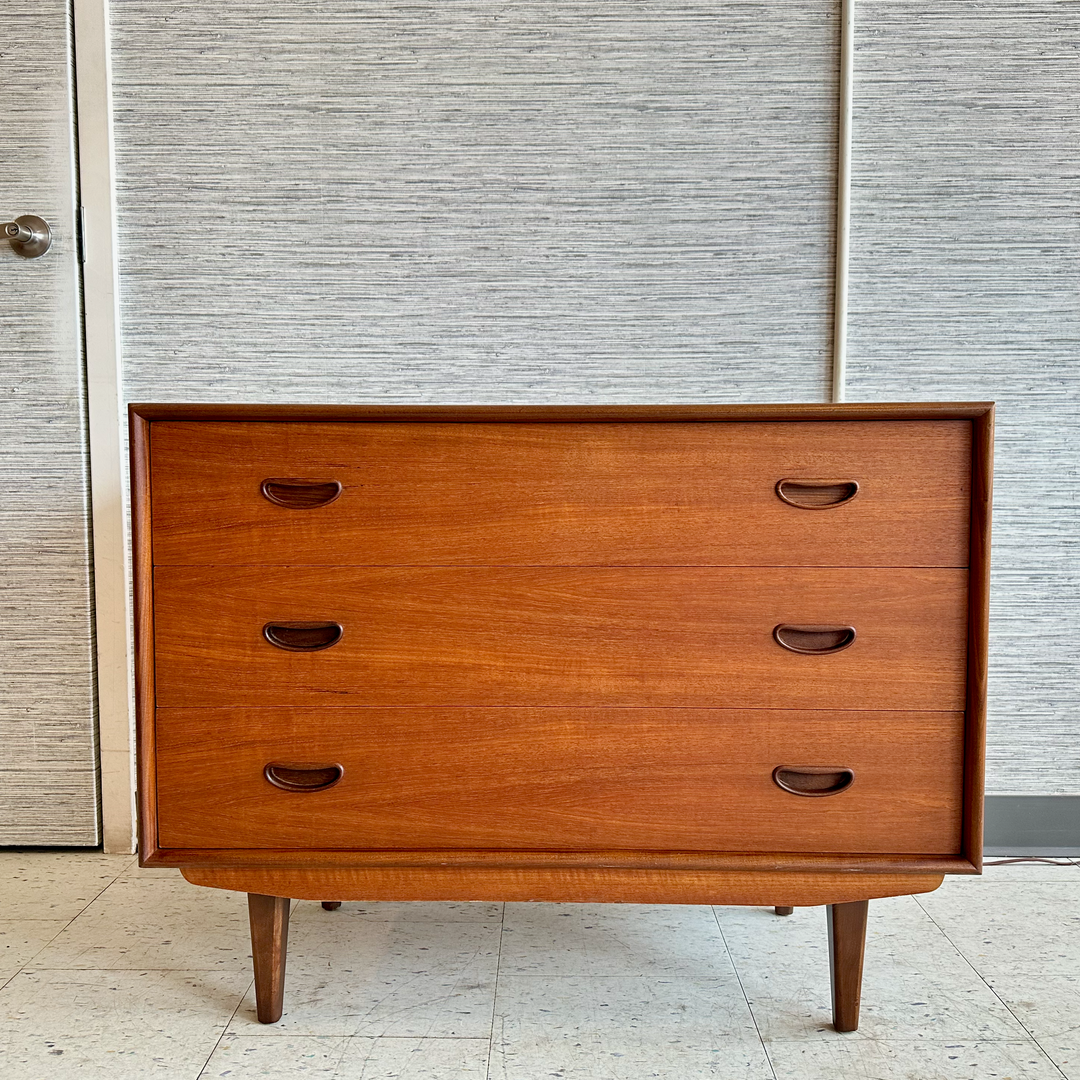 Mid-Century Modern Teak 3-Drawer Dresser Or Bedside Chest — Circa
